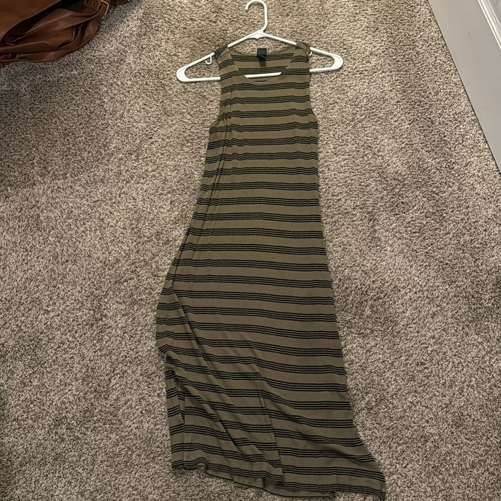 Wild Fable. Dark green and black striped ribbed tank maxi. Size M